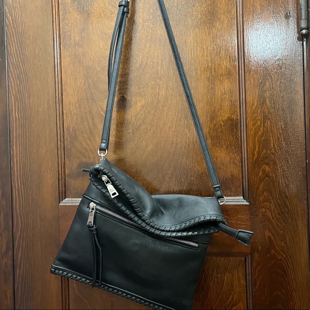 Black Leather Moda Luxe Satchel